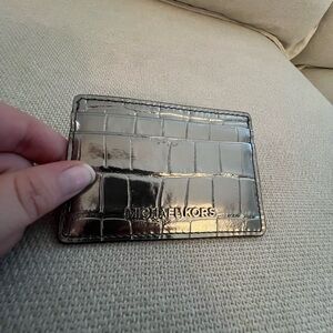 Michael Kors Metallic Croc-Embossed Card Holder